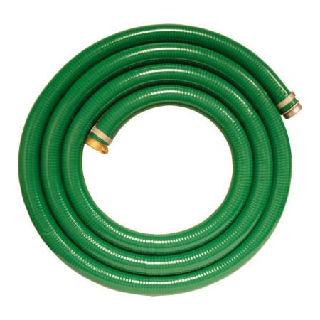 Apache 1-1/2" x 20' Green PVC Water Suction Hose Assembly Coupled w/ M x F Aluminum Short Shank Fittings 98128010